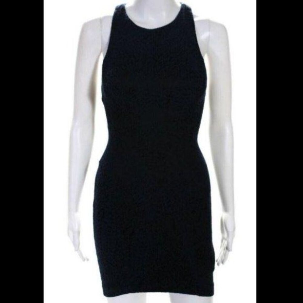 Intermix Navy Lace High Neck Halter Mini Dress